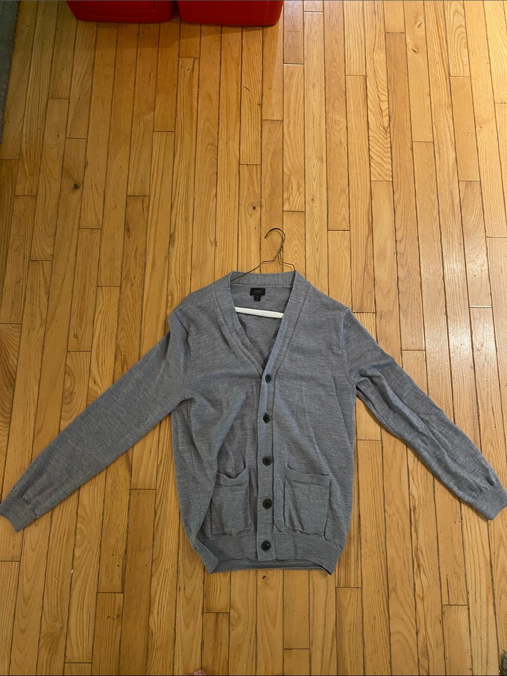 J. Crew Men's Light Gray Button-Up V-Neck Cardigan